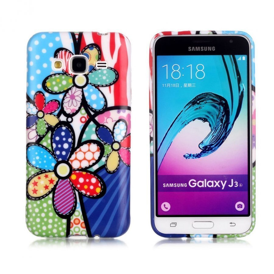 Samsung Galaxy J3 / J3 2016 Kuvioitu Joustava Kuori Väritetyt Kukat