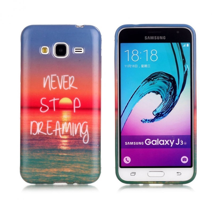 Samsung Galaxy J3 / J3 2016 Kuvioitu Joustava Kuori Älä Lakkaa Unelmoimasta