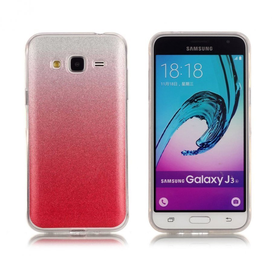Samsung Galaxy J3 / J3 2016 Värikäs Joustava Muovikuori Punainen