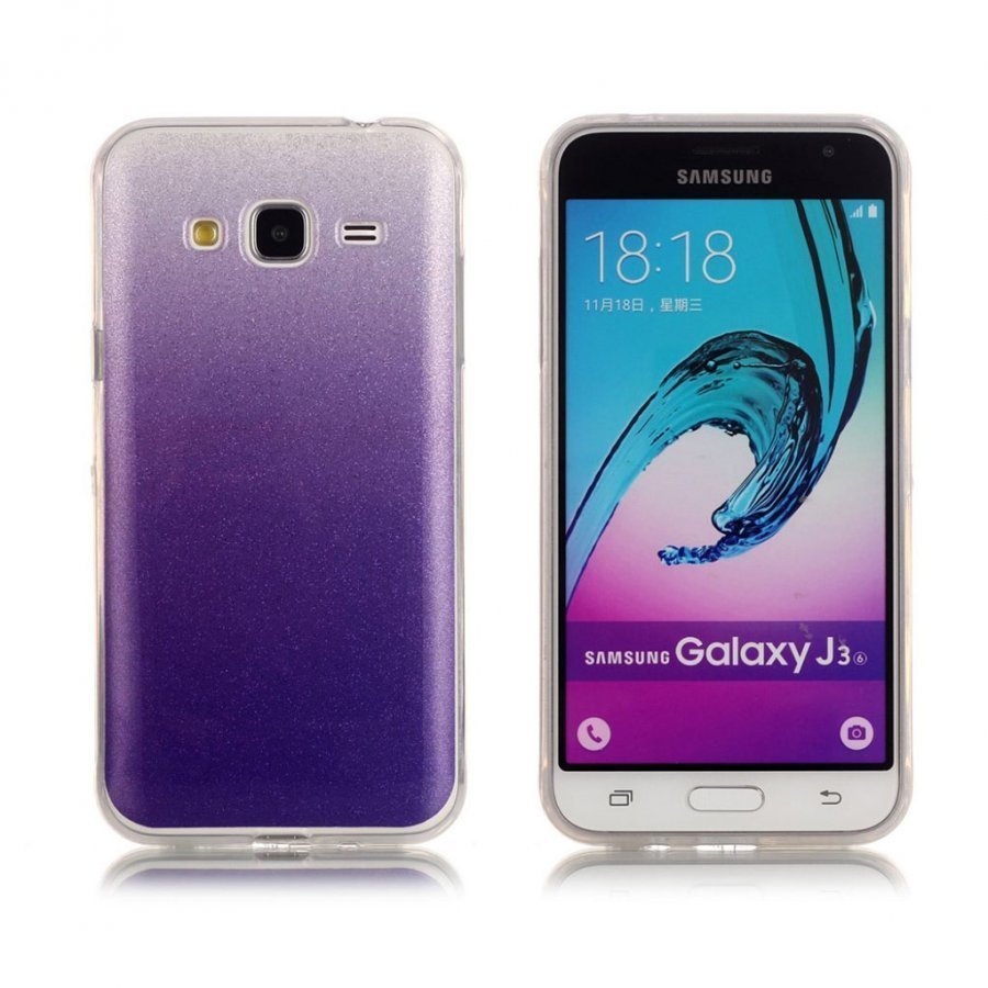 Samsung Galaxy J3 / J3 2016 Värikäs Joustava Muovikuori Tumma Violetti