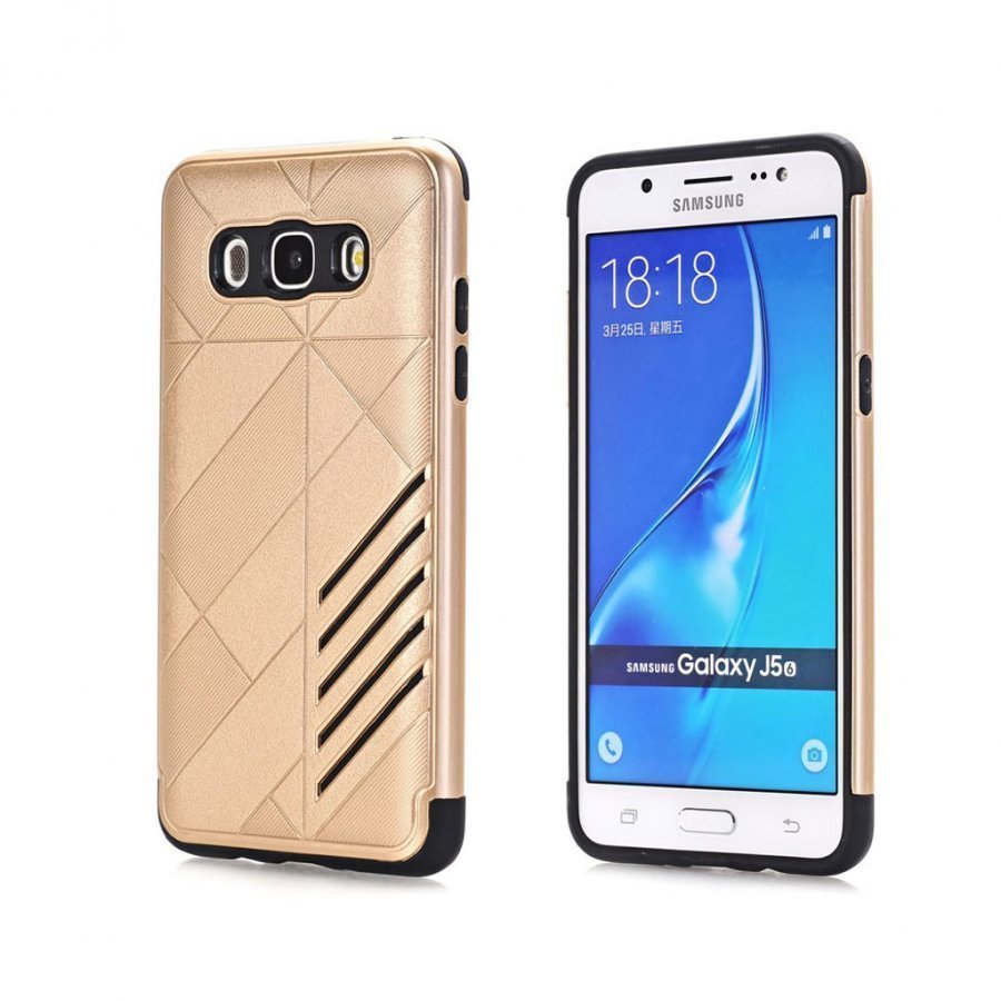 Samsung Galaxy J5 2016 2-In-1 Joustava Panssari Kuori Kulta