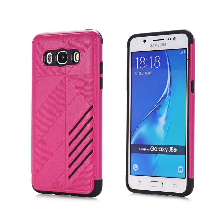 Samsung Galaxy J5 2016 2-In-1 Joustava Panssari Kuori Kuuma Pinkki