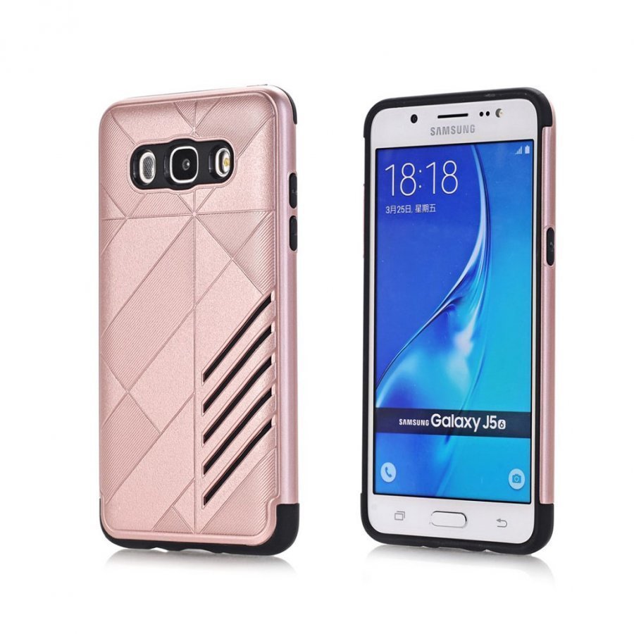 Samsung Galaxy J5 2016 2-In-1 Joustava Panssari Kuori Rosee Kulta