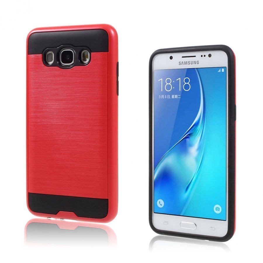 Samsung Galaxy J5 2016 Joustava Harjattu Muovikuori Punainen