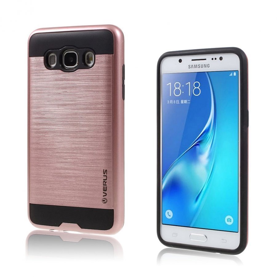 Samsung Galaxy J5 2016 Joustava Harjattu Muovikuori Rosee Kulta