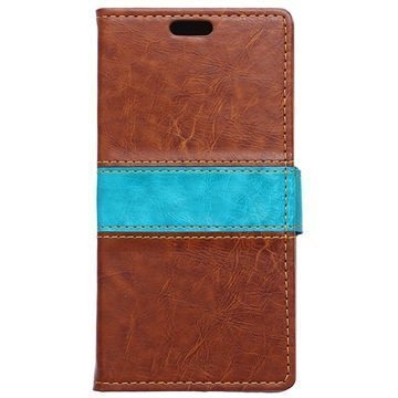 Samsung Galaxy J5 Two-Tone Lompakkokotelo Ruskea / Turkoosi