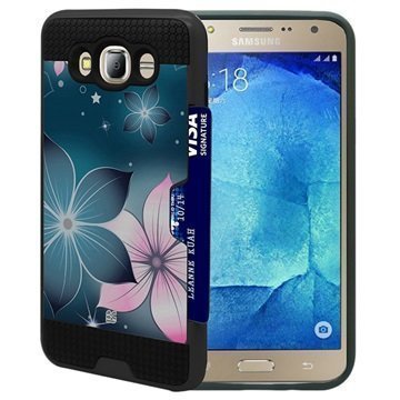 Samsung Galaxy J7 (2016) Beyond Cell Rugged Shell Case Blue Mystical Rose