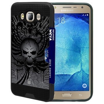 Samsung Galaxy J7 (2016) Beyond Cell Rugged Shell Case Wing Skull