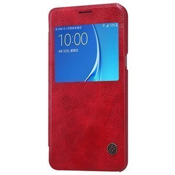 Samsung Galaxy J7 (2016) Nillkin Qin Smart View Läppäkotelo Punainen