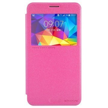 Samsung Galaxy Mega 2 Nillkin Sparkle Series Nahkainen Läppäkotelo Kuuma Pinkki