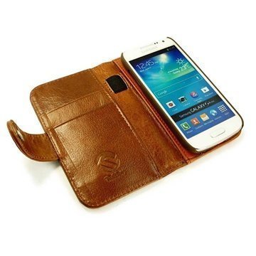 Samsung Galaxy Mini S4 I9190 I9192 Tuff-Luv Vintage Wallet Nahkakotelo Ruskea