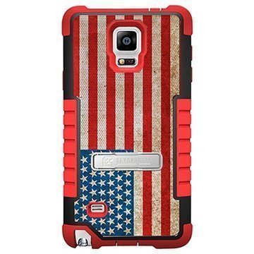 Samsung Galaxy Note 4 Beyond Cell Tri Shield Design Hybrid Suojakuori Amerikan Lippu