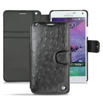 Samsung Galaxy Note 4 Noreve Tradition B Wallet Nahkakotelo Strutsi Musta