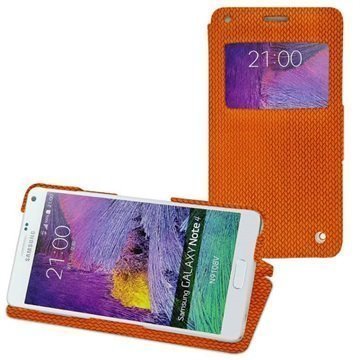 Samsung Galaxy Note 4 Noreve Tradition D Läpällinen Nahkakotelo Horizon Abaca Oranssi