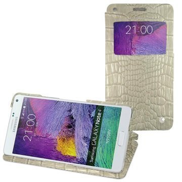 Samsung Galaxy Note 4 Noreve Tradition D Läpällinen Nahkakotelo Horizon Crocodile Maito