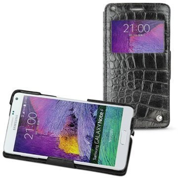 Samsung Galaxy Note 4 Noreve Tradition D Läpällinen Nahkakotelo Horizon Crocodile Musta