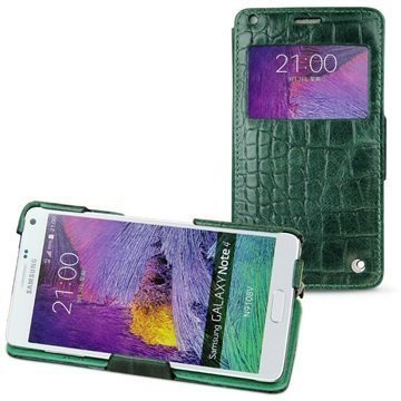 Samsung Galaxy Note 4 Noreve Tradition D Läpällinen Nahkakotelo Horizon Crocodile Mänty