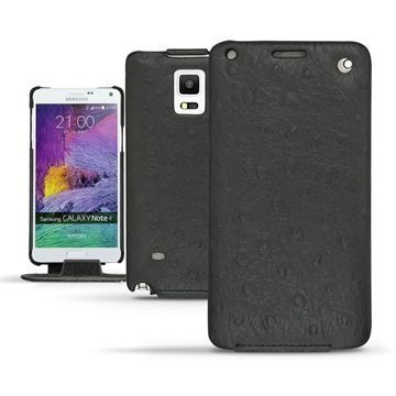 Samsung Galaxy Note 4 Noreve Tradition Läpällinen Nahkakotelo Strutsi Musta