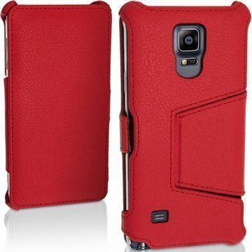Samsung Galaxy Note 4 iGadgitz Premium Nahkainen Läppäkotelo Punainen