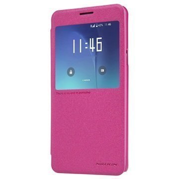 Samsung Galaxy Note 5 Nillkin Sparkle Series Smart View Läppäkotelo Kuuma Pinkki