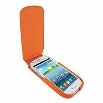 Samsung Galaxy S 3 Mini i8190 Piel Frama iMagnum Nahkakotelo Oranssi