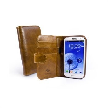 Samsung Galaxy S 3 i9300 Tuff-Luv Vintage Wallet Nahkakotelo Ruskea