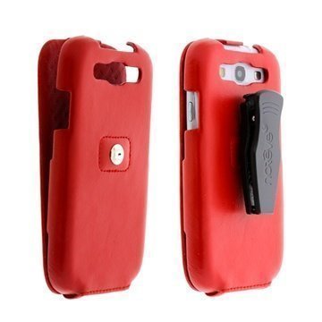 Samsung Galaxy S3 i9300 i9305 Noreve Tradition Flip Leather Case Red