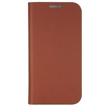 Samsung Galaxy S4 I9500 Anymode Saffiano Wallet Nahkakotelo Ruskea