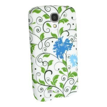 Samsung Galaxy S4 I9500 I9502 iGadgitz Floral Pattern TPU Case Blue