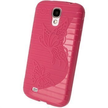 Samsung Galaxy S4 I9500 I9502 iGadgitz S-Linja Perhonen TPU-Suojakotelo Pinkki