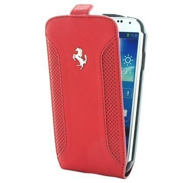 Samsung Galaxy S4 I9500 I9505 Ferrari F12 Pystysuuntainen Läpällinen Nahkakotelo Punainen