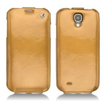 Samsung Galaxy S4 I9500 I9505 Noreve Tradition Läpällinen Nahkakotelo Kulta