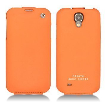 Samsung Galaxy S4 I9500 I9505 Noreve Tradition Läpällinen Nahkakotelo Oranssi Fluoresentti