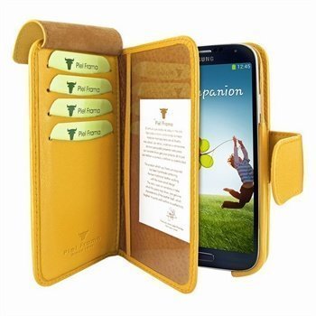 Samsung Galaxy S4 I9500 I9505 Piel Frama Nahkainen Lompakkokotelo Keltainen