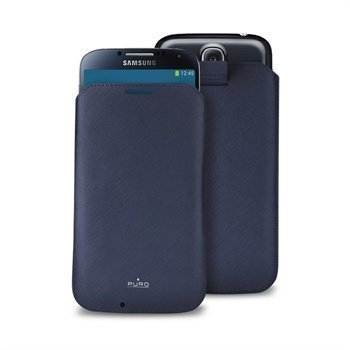 Samsung Galaxy S4 I9500 I9505 Puro Ohut Nahkainen Kotelo Sininen