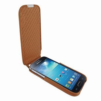 Samsung Galaxy S4 Mini I9190 I9192 Piel Frama iMagnum Nahkakotelo Keltaisenruskea