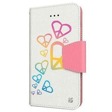 Samsung Galaxy S5 Active Beyond Cell Infolio Design Nahkainen Kotelo Rainbow Heart