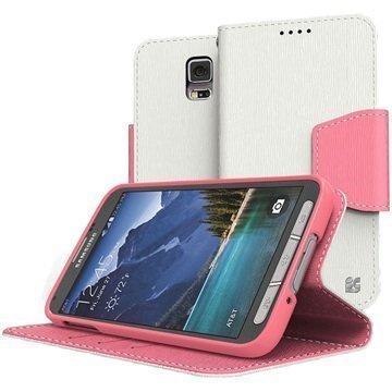 Samsung Galaxy S5 Active Beyond Cell Infolio Lompakkokotelo Valkoinen / Pinkki