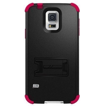 Samsung Galaxy S5 Beyond Cell Tri Shield Hybridikotelo Musta / Kuuma Pinkki