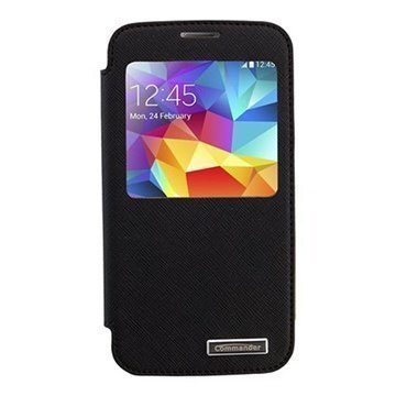 Samsung Galaxy S5 Commander Window Book Cross Nahkakotelo Musta