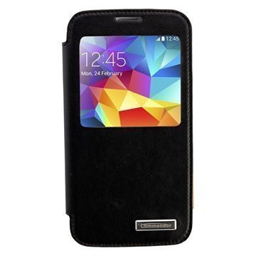 Samsung Galaxy S5 Commander Window Premium Nahkakotelo Musta