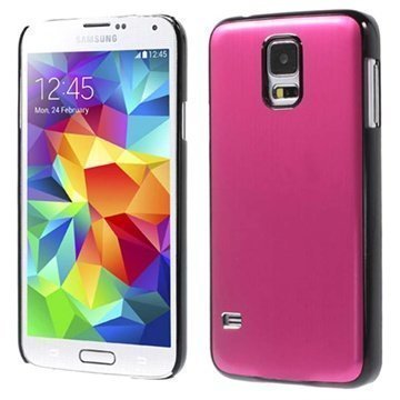 Samsung Galaxy S5 Loista Alumiininen Kuori Musta / Kuuma Pinkki