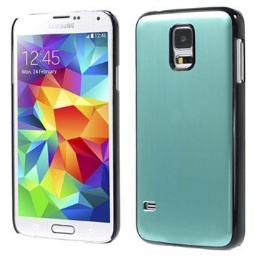 Samsung Galaxy S5 Loista Alumiininen Kuori Musta / Vaaleansininen