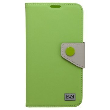 Samsung Galaxy S5 Mini Iphoria Fun Trend Avattava Nahkakotelo Vaalean Vihreä
