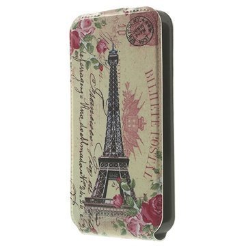 Samsung Galaxy S5 Mini Vertical Stand Läpällinen Nahkakotelo Eiffel Torni