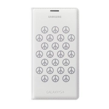 Samsung Galaxy S5 Moschino Lompakkomallinen Kotelo EF-WG900RA Valkoinen / Hopea