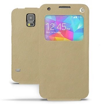 Samsung Galaxy S5 Noreve Tradition D Flip Leather Case Beige