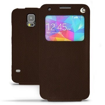 Samsung Galaxy S5 Noreve Tradition D Flip Leather Case Chataigne