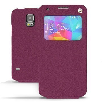 Samsung Galaxy S5 Noreve Tradition D Flip Leather Case Lie de vin