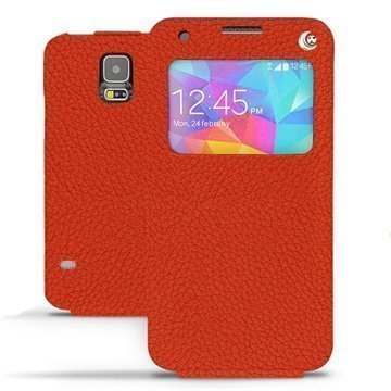 Samsung Galaxy S5 Noreve Tradition D Flip Leather Case Papaye